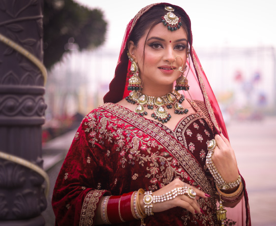 Bride in Perfect Bridal Makeup Done by Diya Sharma Makeup & Hair Studio Gurgaon