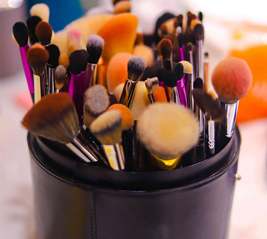 Clean, sanitized makeup tools laid out neatly at Diya Sharma Makeup & Hair Studio Gurgaon